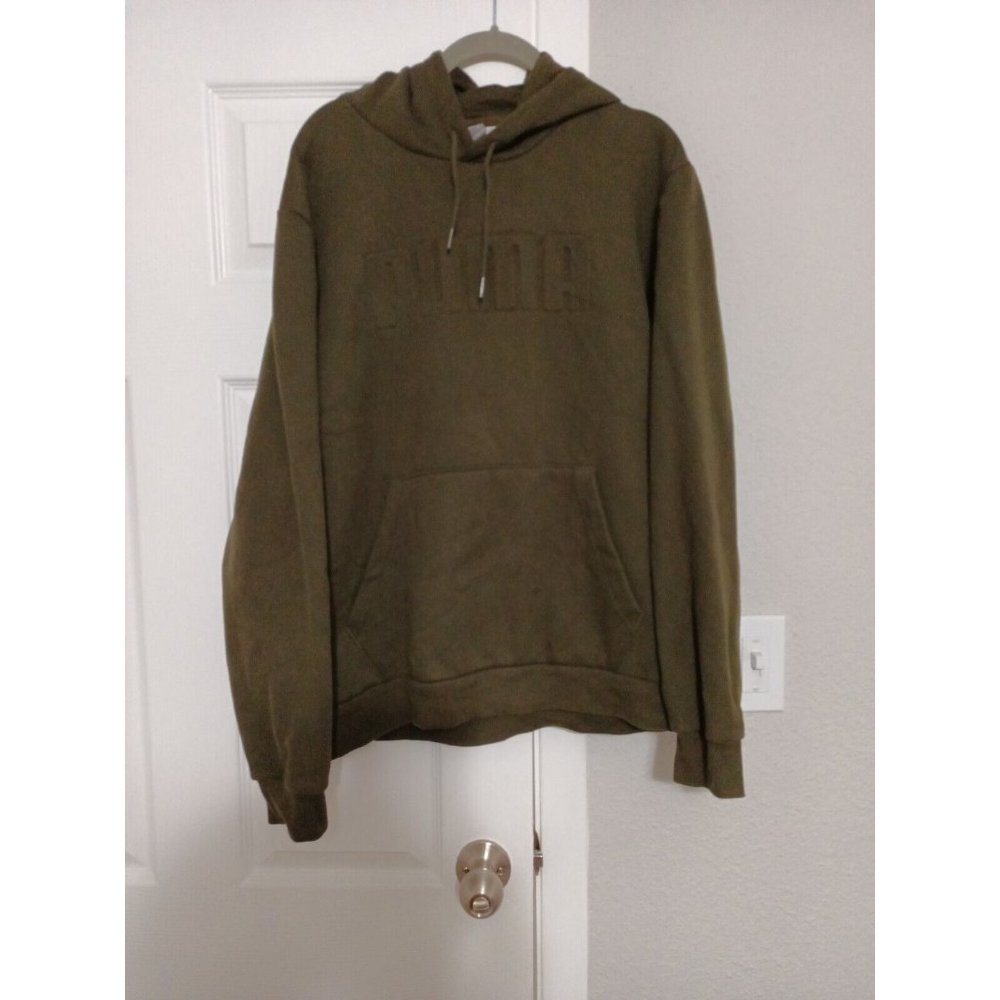 Men's Puma Forest Green Big Spell Out Pullover Hoodie Large
